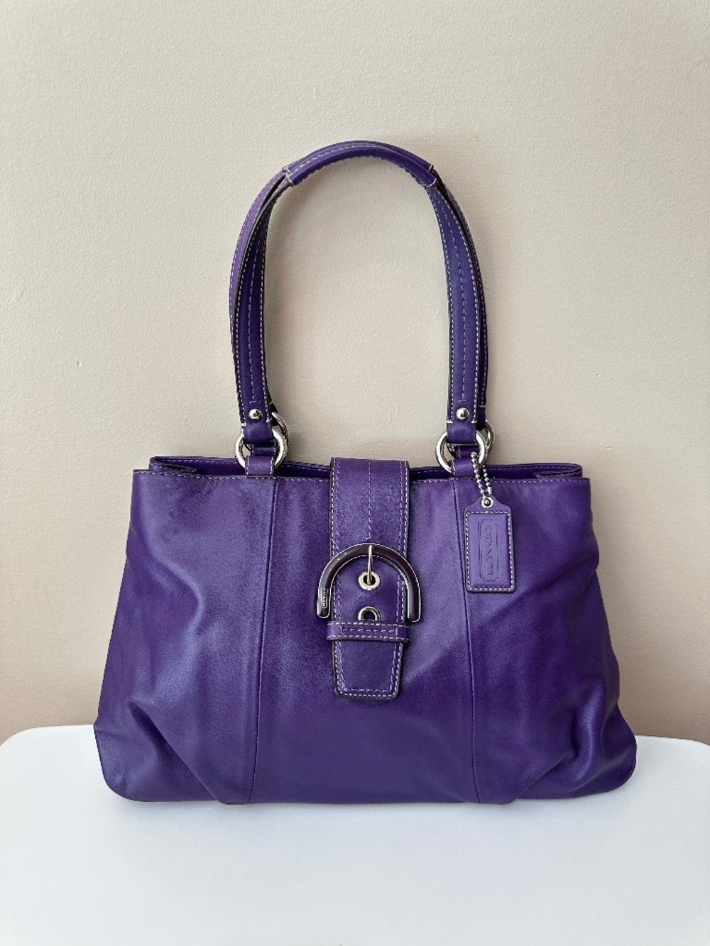 Vintage Coach Purple Leather Large Satchel Shoulder Bag F18751 Y2K